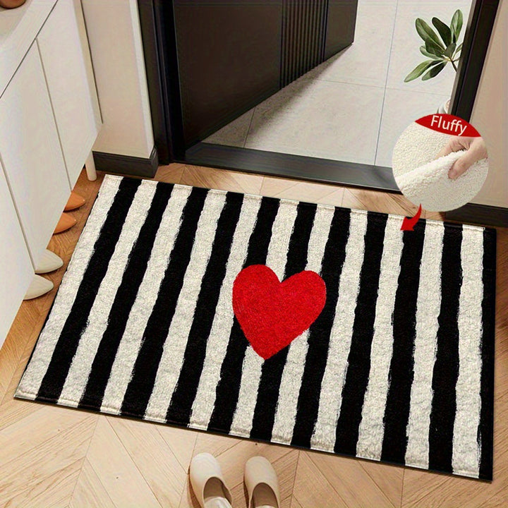 Fluffy Heart-Patterned Indoor Doormat