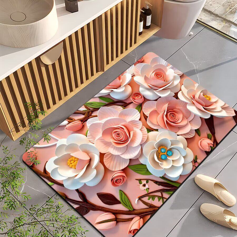 Floral-Themed Non-Slip Bath Mat Kalsten