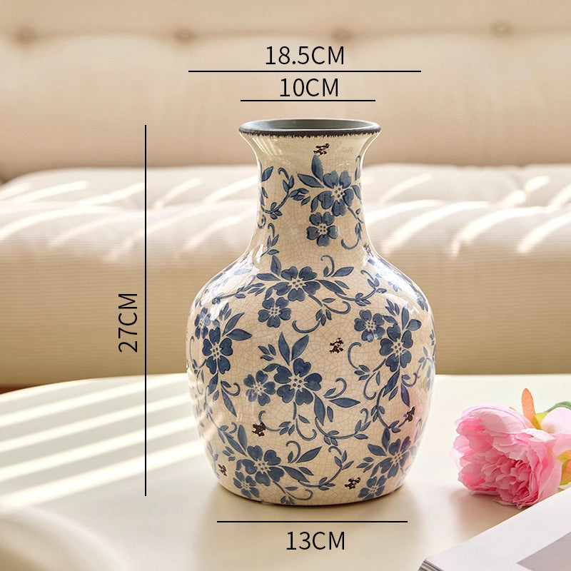 Floral-Patterned Decorative Ceramic Vase