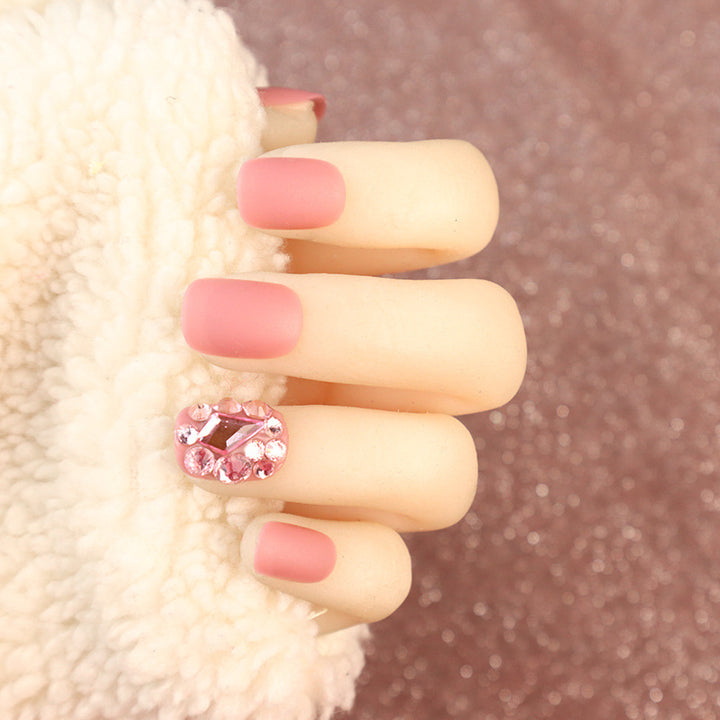 Elegant Decorative Press-On Nail Art Set with Rhinestone Accents