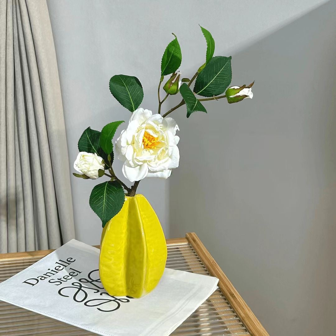 Artistic Leaf-Shaped Ceramic Vase