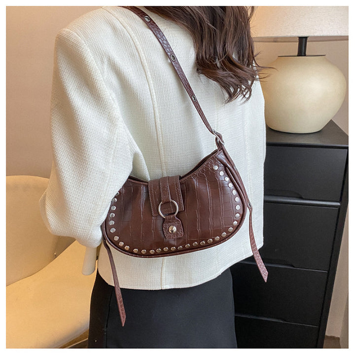Crocodile-Texture Shoulder Bag