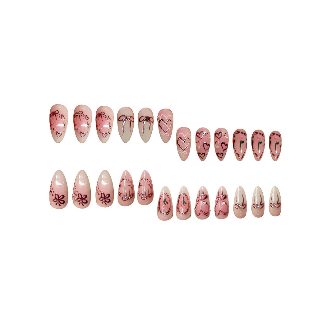 Decorative Heart-Themed Press-On Nail Art Kalsten