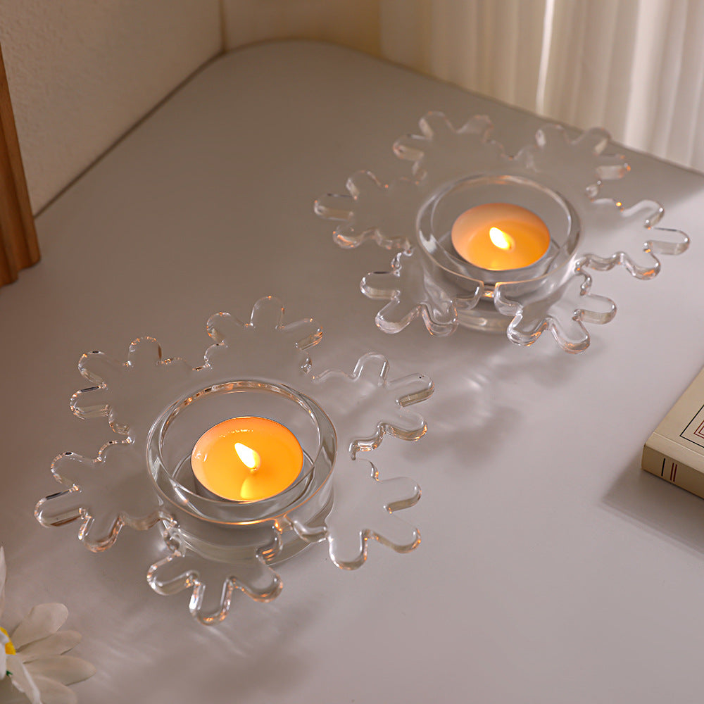 Snowflake-Shaped Glass Tealight Candle Holder Kalsten