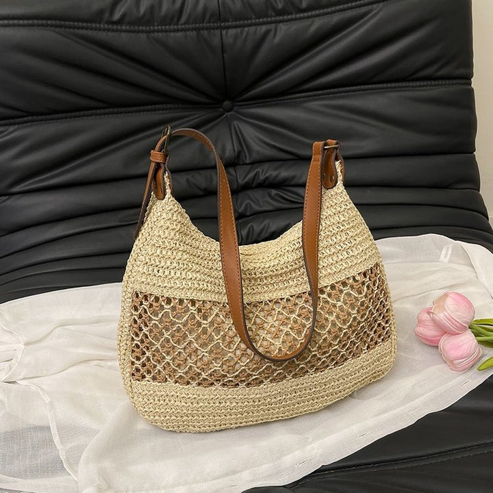 Hand-knotted shoulder bag with leather accents Kalsten