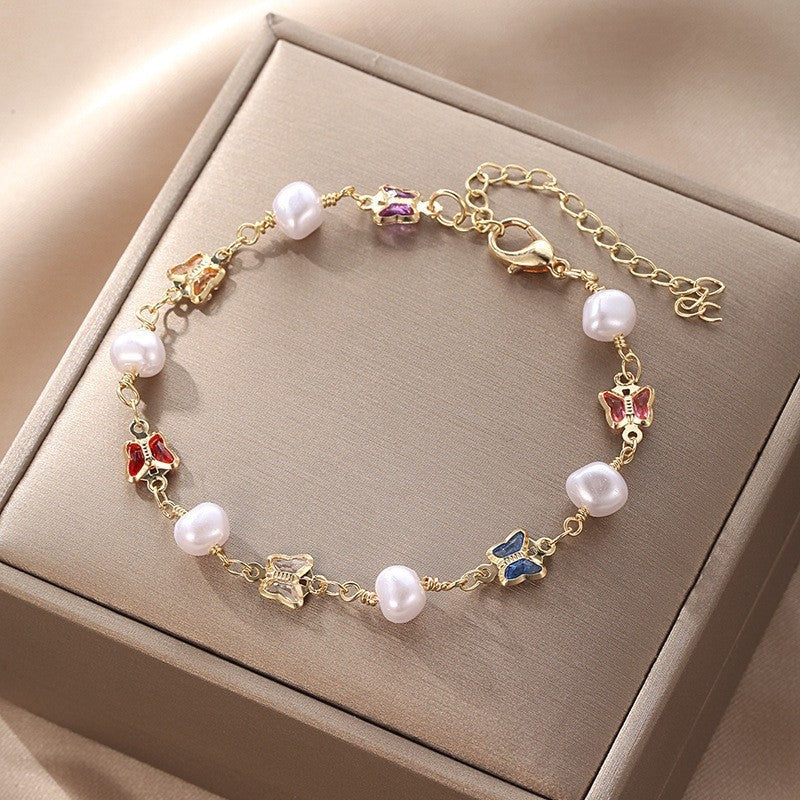 Butterfly and Daisy Charm Anklet Kalsten