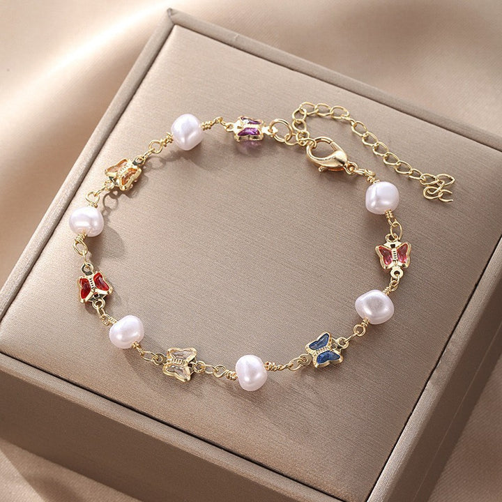 Butterfly and Daisy Charm Anklet Kalsten