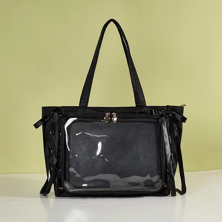 Multifunctional Clear Tote Bag with Decorative Ribbons