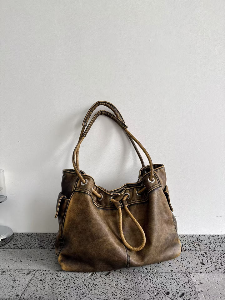 Distressed Leather Slouchy Tote