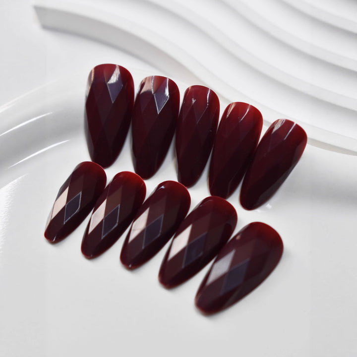 Premium Glossy Diamond-Shaped Press-On Nails Kalsten