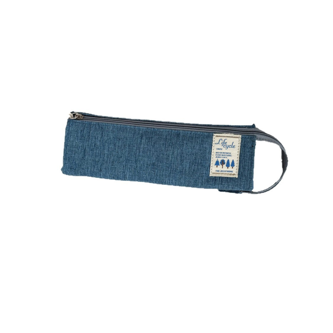 Denim Print Zippered Storage Pouch