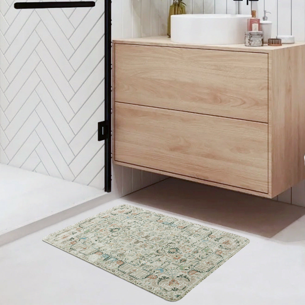 Vintage-inspired runner rug for hallway and kitchen with medallion pattern and non-slip backing Kalsten