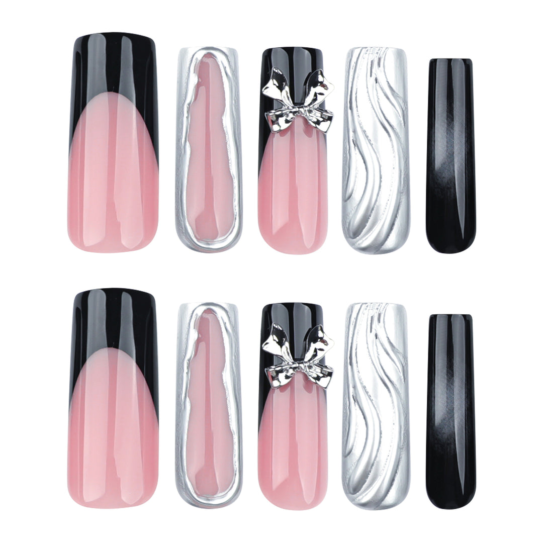 Artistic Nail Extensions with Metallic Design Kalsten