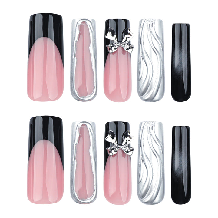 Artistic Nail Extensions with Metallic Design Kalsten