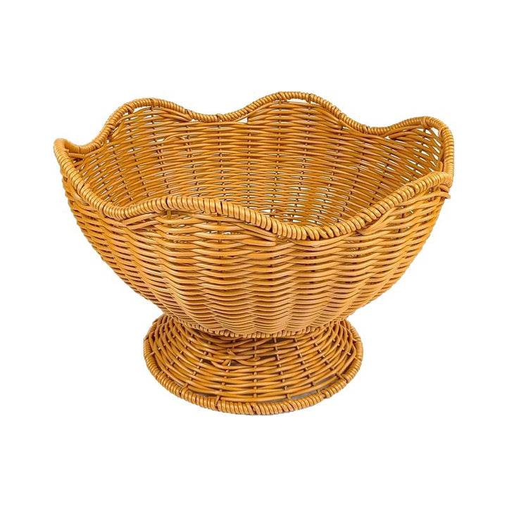 Unisex Rattan Fruit Bowl with Elegant Wave Lines Kalsten