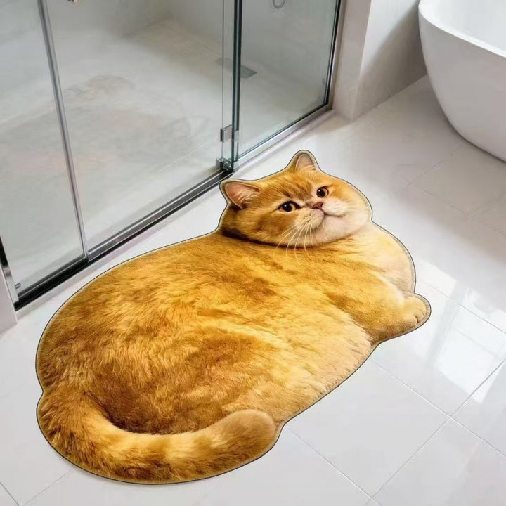 Cat-Shaped Plush Bath Mat