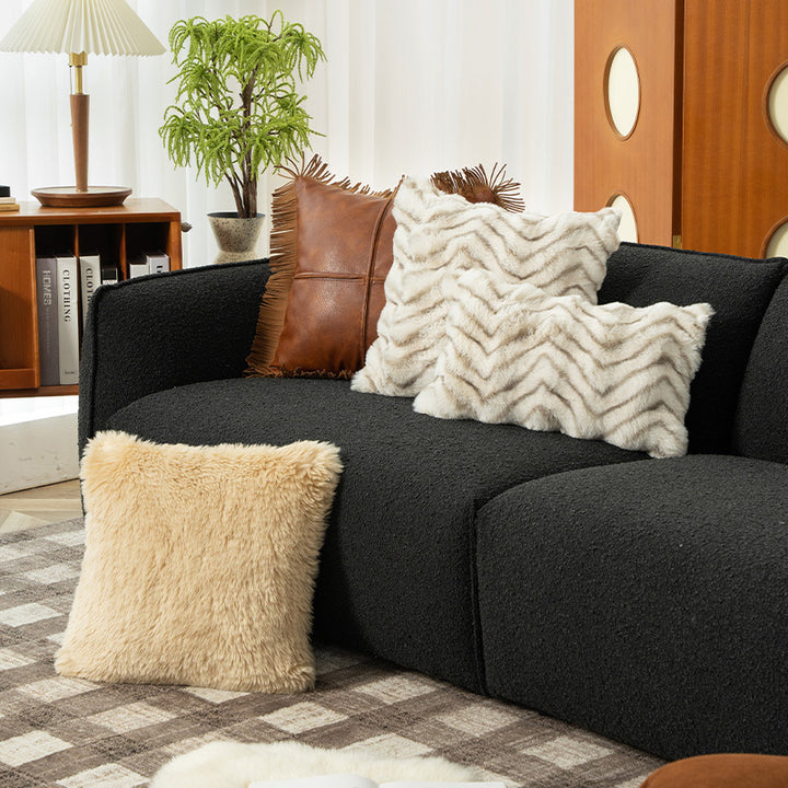 Luxurious faux fur designer pillow with serrated texture