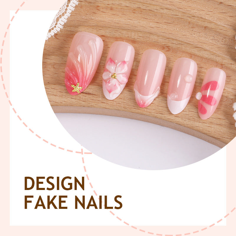 Artificial nail set with floral design and delicate gradient color Kalsten