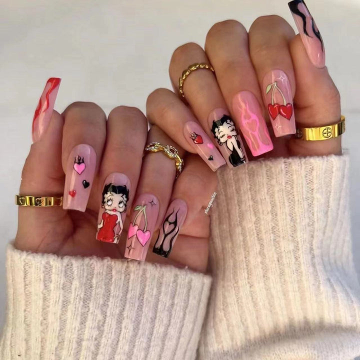 Artificial nail set with modern comic motifs Kalsten