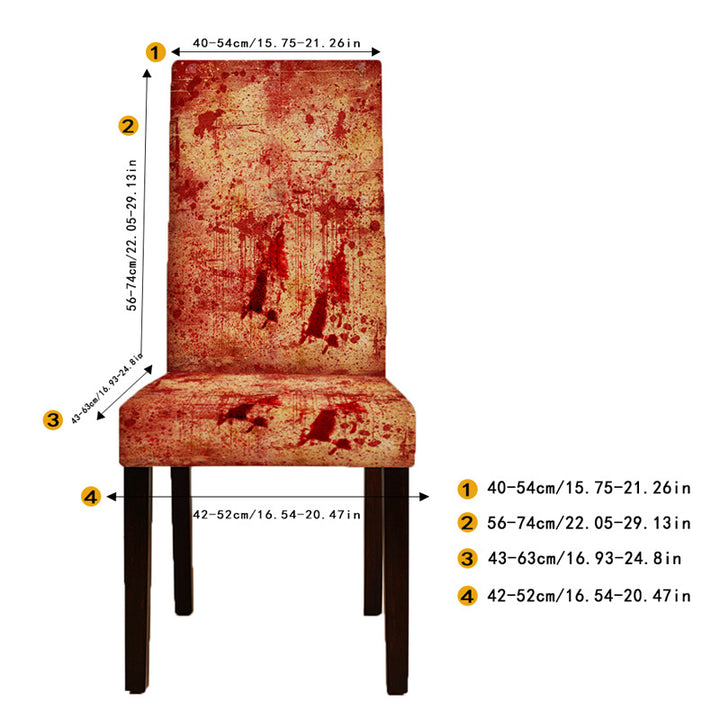 Elastic chair cover with spooky eye back print for dining chairs
