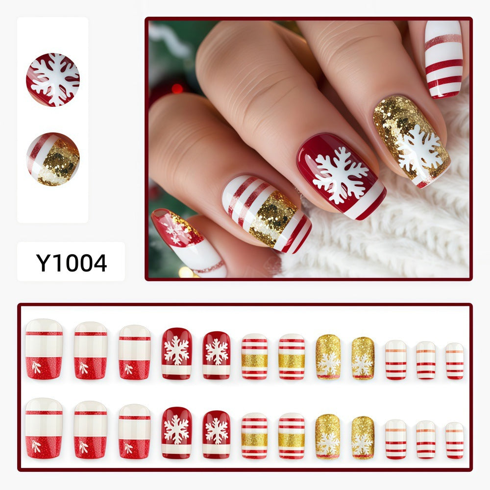 Christmas artificial nails with festive glitter design Kalsten