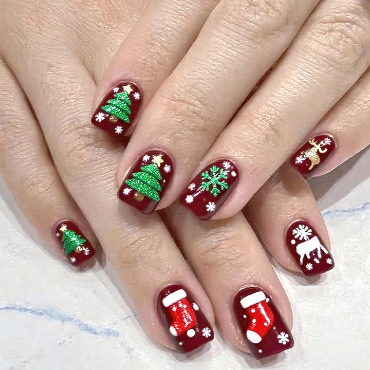Festively Themed Press-On Nail Art Set Kalsten