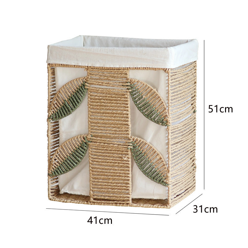 Elegant laundry basket made of natural wicker with fabric lining Kalsten
