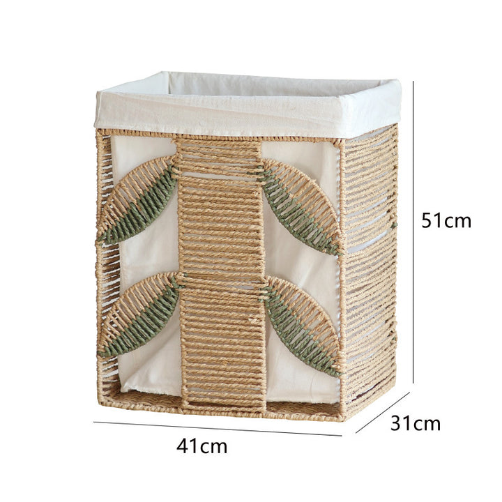 Elegant laundry basket made of natural wicker with fabric lining Kalsten