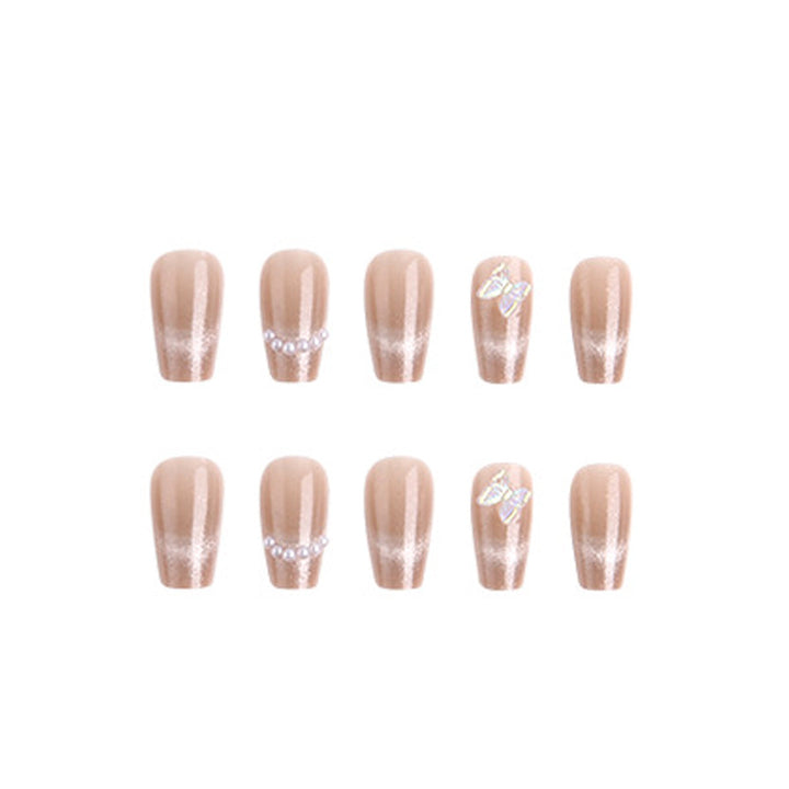 Elegant Press-On Nail Art with Decorative Design