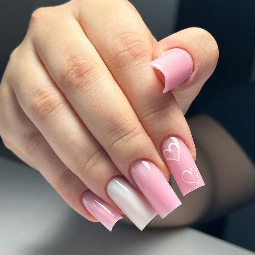 Artful Nail Extensions with Heart Patterns Kalsten