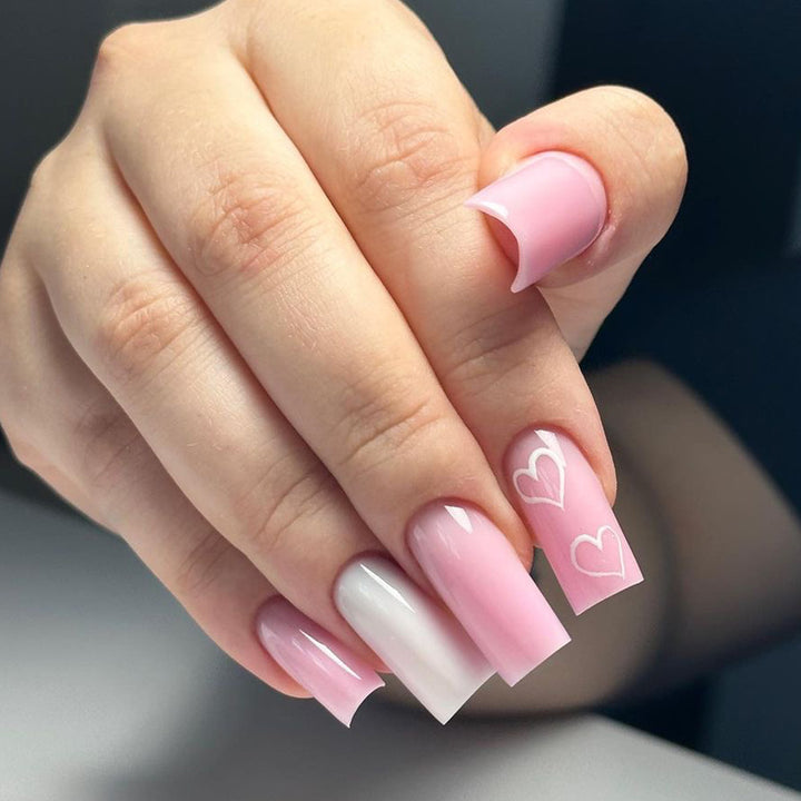 Artful Nail Extensions with Heart Patterns Kalsten