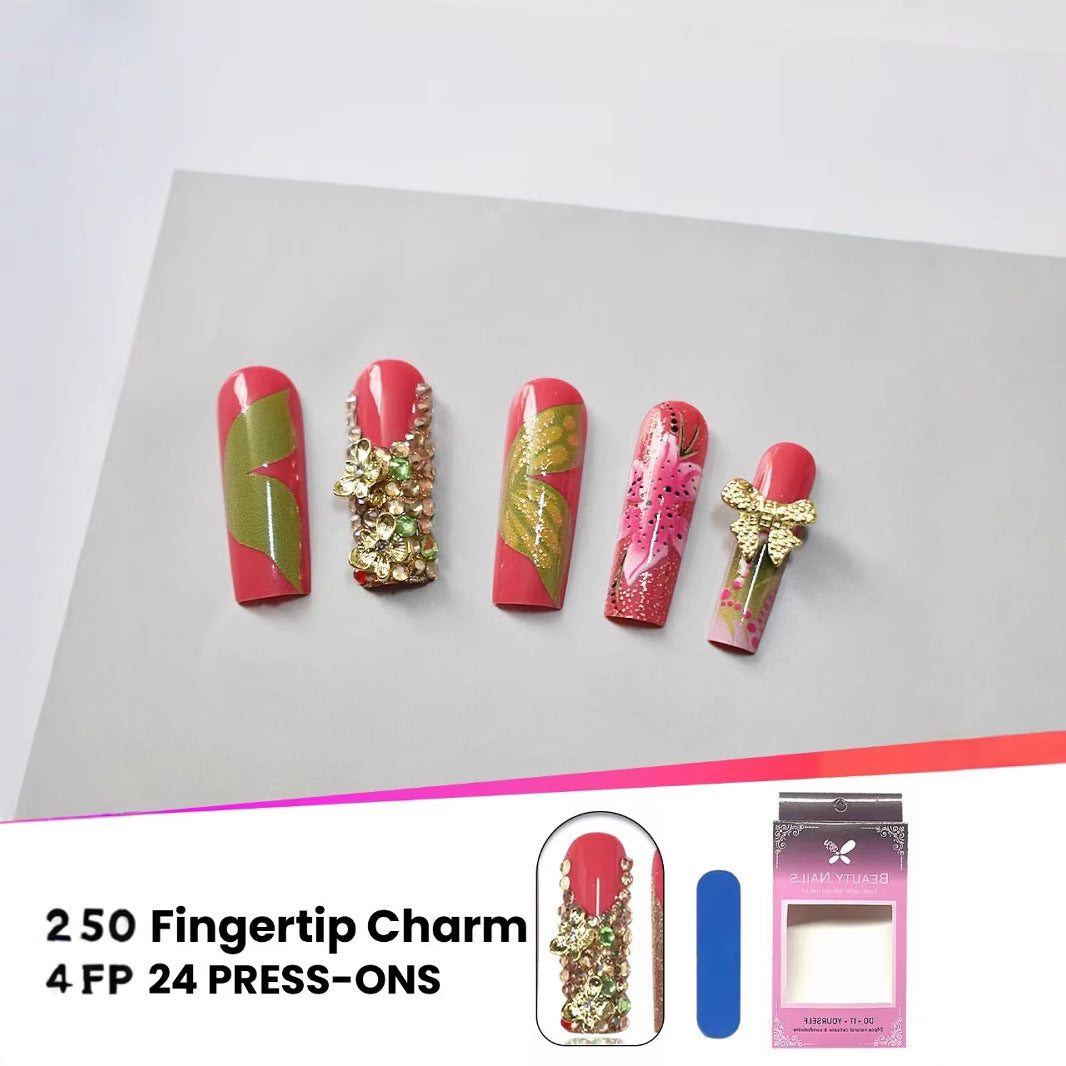 Artistic Floral Press-On Nail Set Kalsten