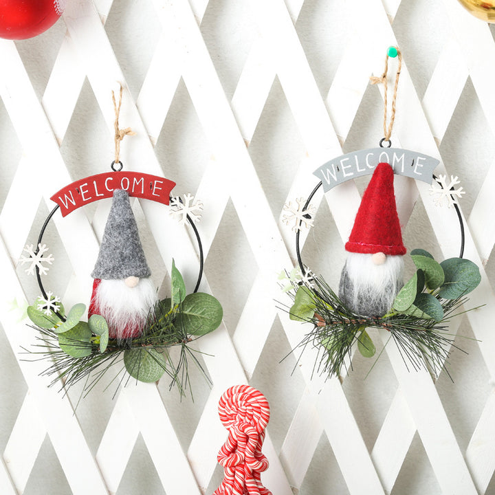Decorative Christmas wreath with gnome motif Kalsten