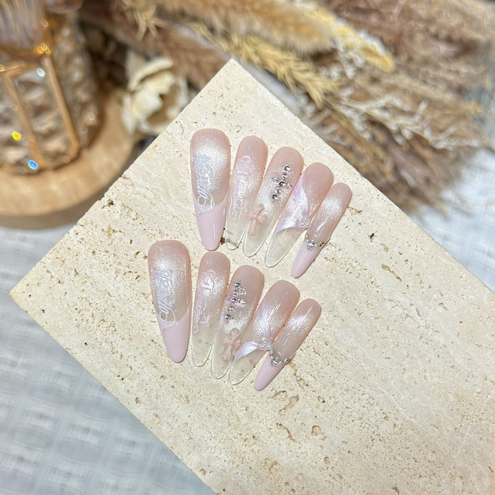 Elegant Stiletto Press-On Nail Set with Intricate Designs Kalsten