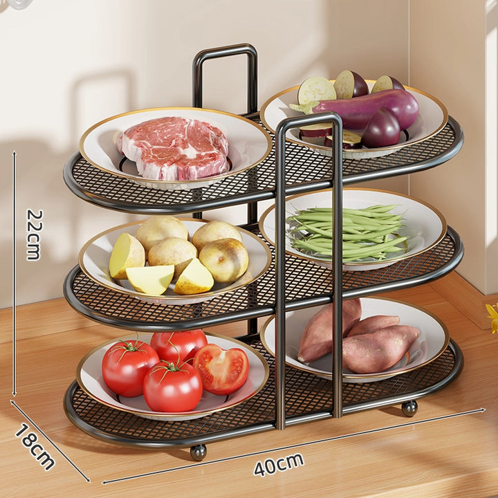 Four-Tier Mesh Kitchen Countertop Organizer Rack