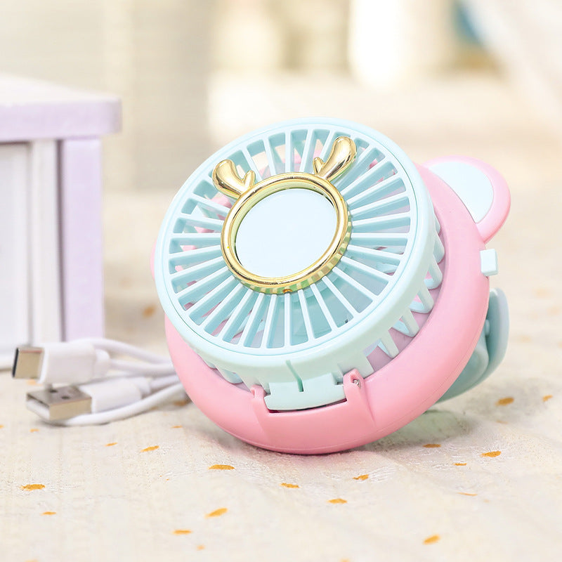 Women's Portable Mini Fan with Integrated Mirror and Spray Function Kalsten