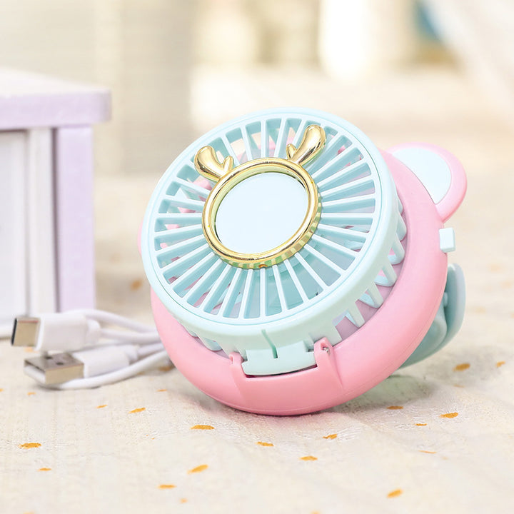 Women's Portable Mini Fan with Integrated Mirror and Spray Function Kalsten