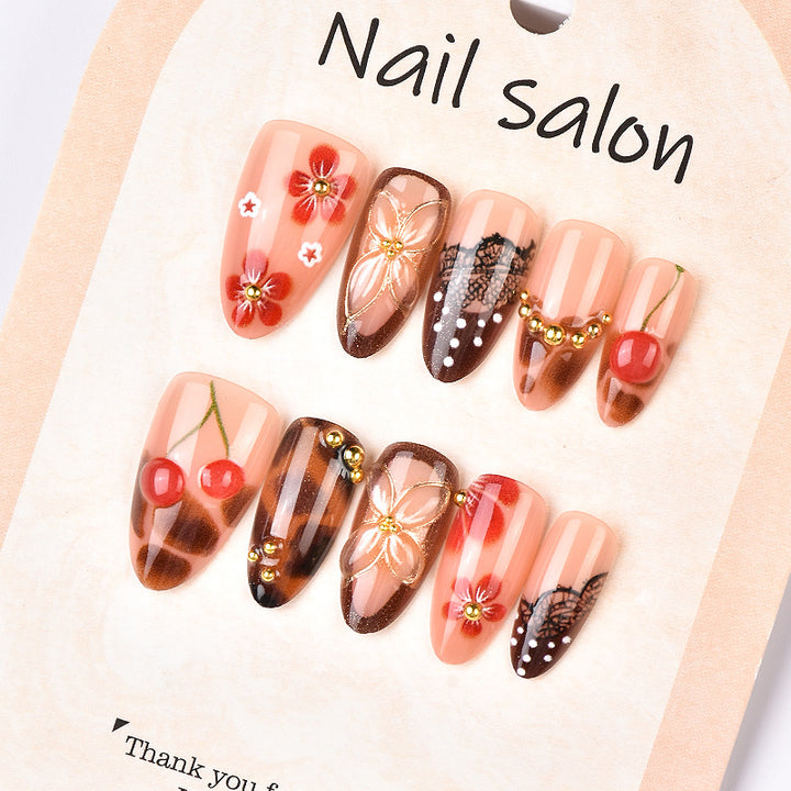 Artistic Cherry Blossom Press-On Nail Art Kalsten