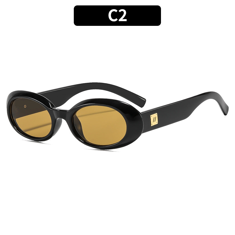 Elegant Retro Oval Frame Sunglasses