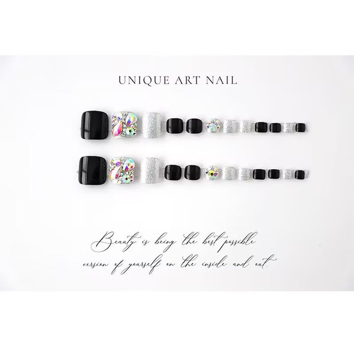Shimmering Crystal-Embellished Press-On Toenails Kalsten