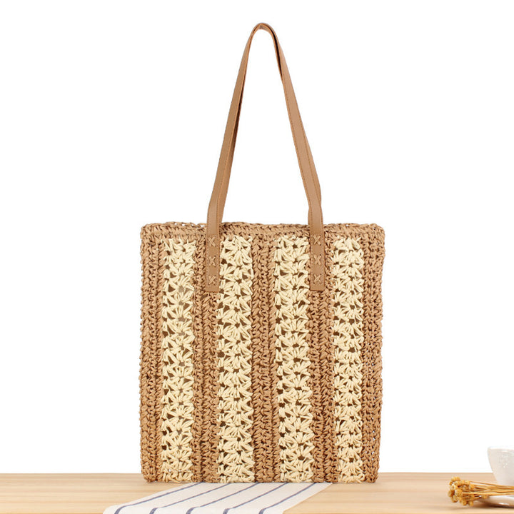 Braided tote bag with elegant leather handles Kalsten