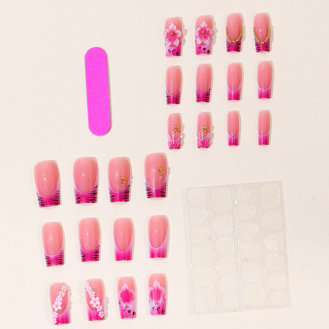 Floral Embellished Gel Nail Art Extensions Kalsten