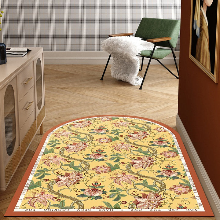 Half-Round Rose Patterned Entryway Mat