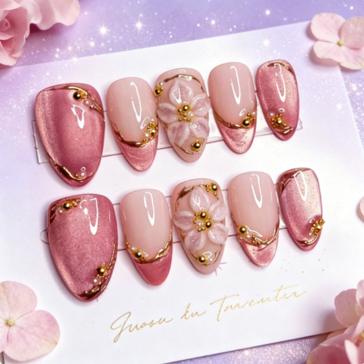 Decorative Floral Press-On Nail Set Kalsten