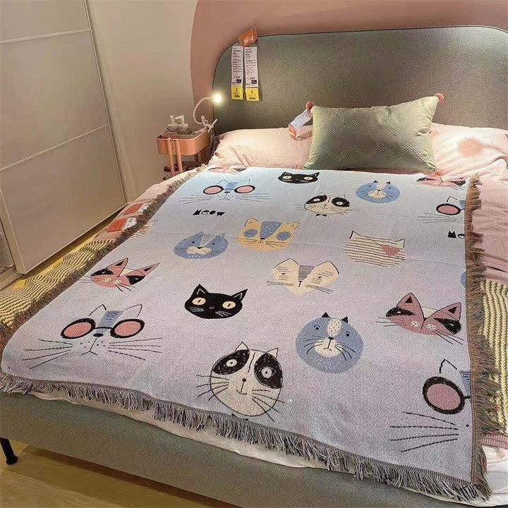 Cat-Themed Decorative Throw Blanket
