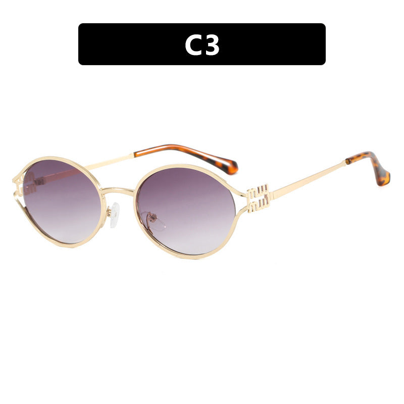 Women's Oval Sunglasses with Elegant Metal Frame and Fashionable Design Kalsten