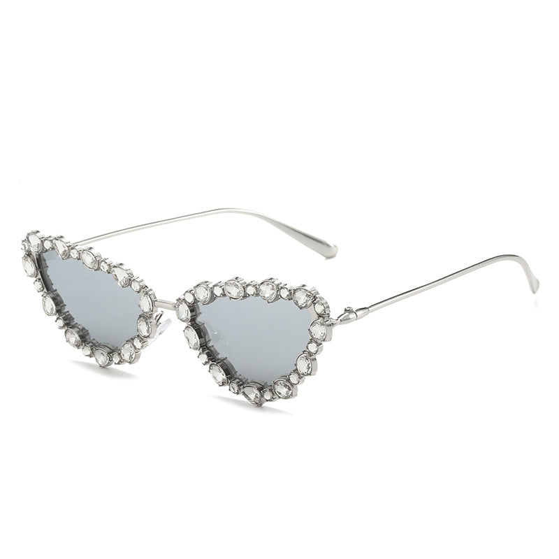 Heart-Shaped Rhinestone-Embellished Sunglasses Kalsten
