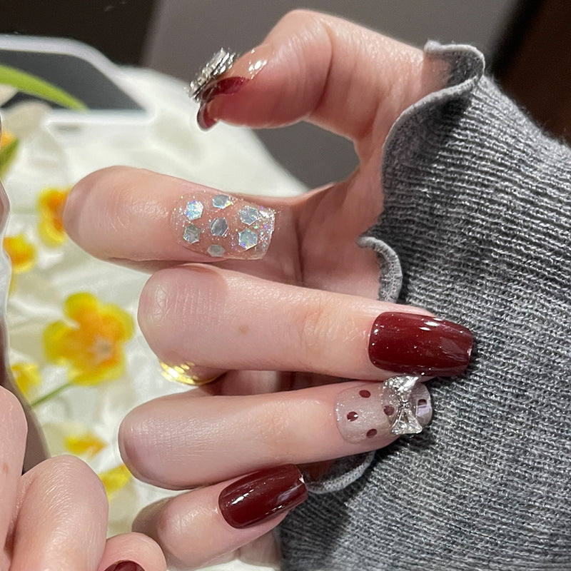 Festive Glittery Press-On Nail Set Kalsten