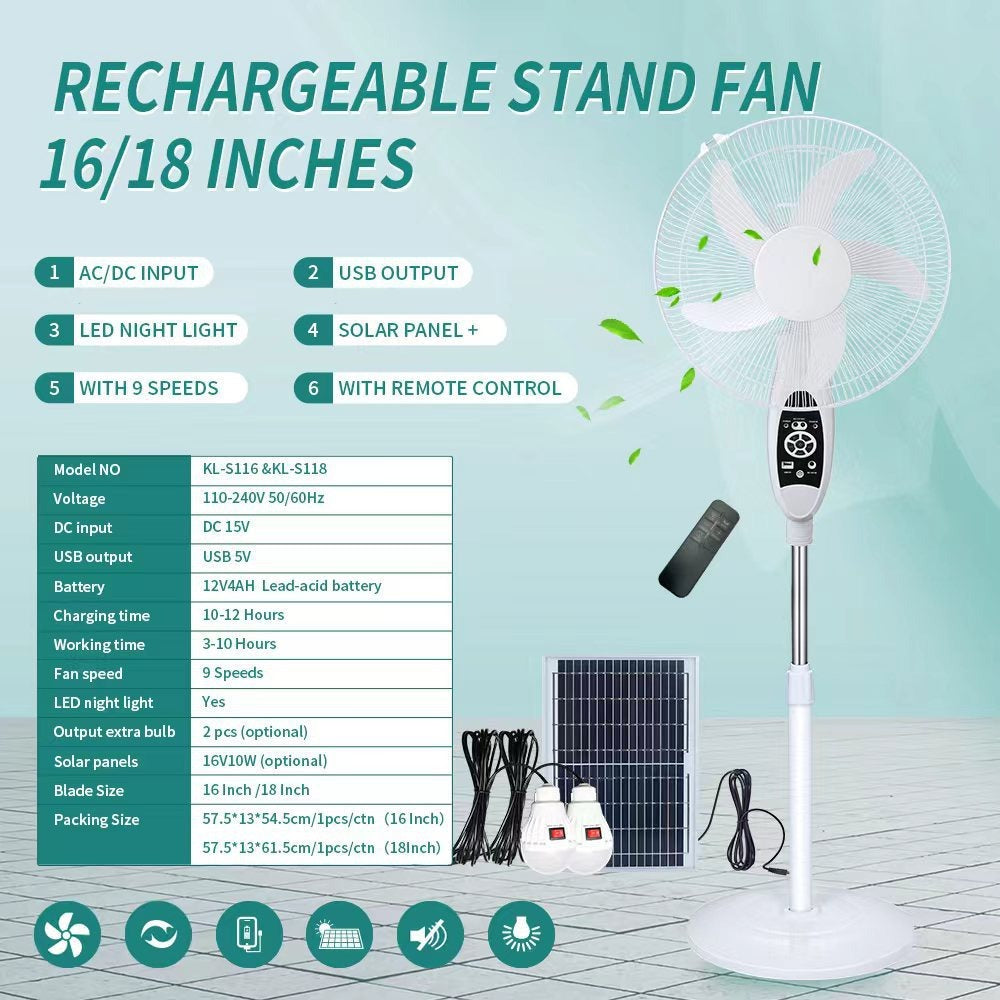 Women's Solar-Powered Stand Fan Kalsten
