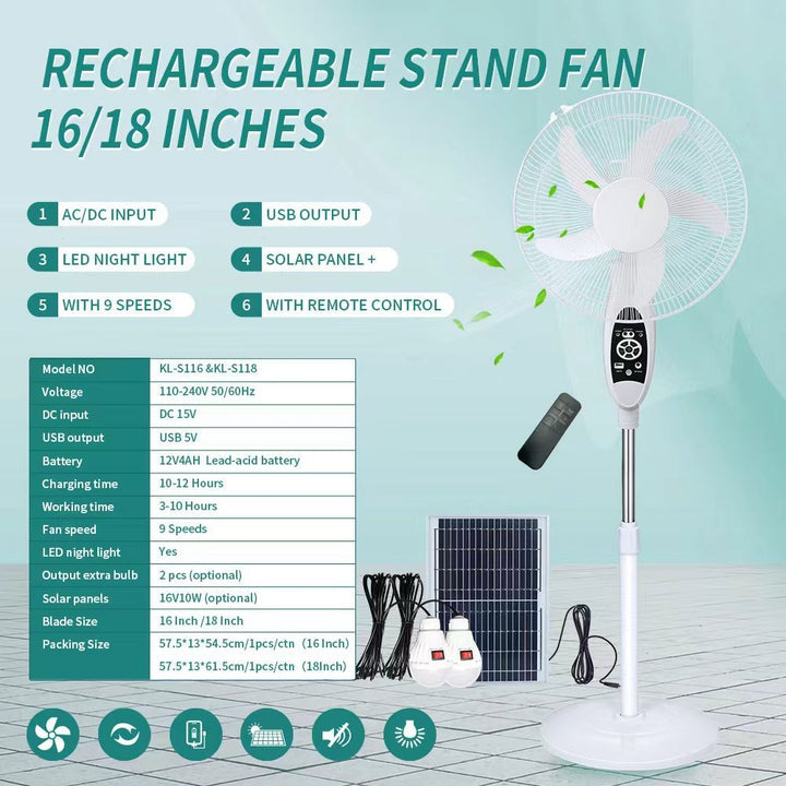 Women's Solar-Powered Stand Fan Kalsten